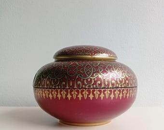 Tschibo vintage Dose made in Germany mid century Deko Aufbewahrung box weinrot gold Bonbons Kleinteile Sammler Ethno Design orientalisch