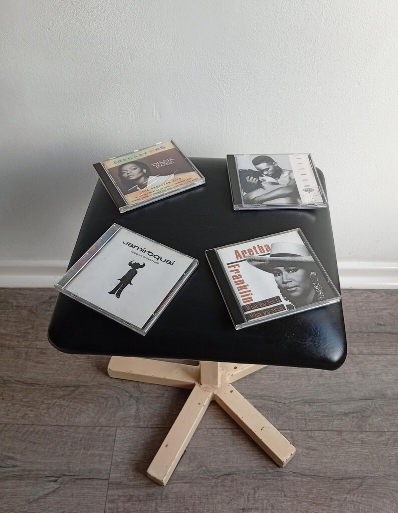 Industrie Werkstatt Hocker Vintage Loft Sternfuß Mid Century 60er 70er schwarz beige image 9