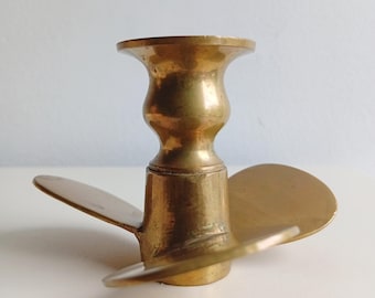 MARITIMER MESSING Kerzenständer vintage Propeller Kerzenhalter schraubenform Design made in Germany Deko stilvoll mid century selten