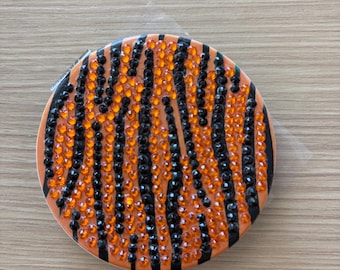 Diamond Art Animal Print Compact Mirror
