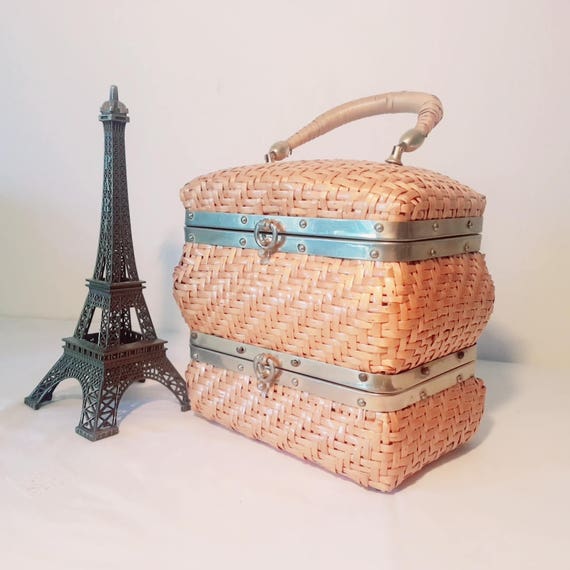Ancien Coffret à Bijoux Japonais Décor Roses - Vitrine Rétro - Occasion Vintage