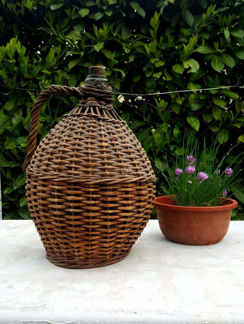 Ancient Rattan Cowered Glass Jar With A Handle and Etsy