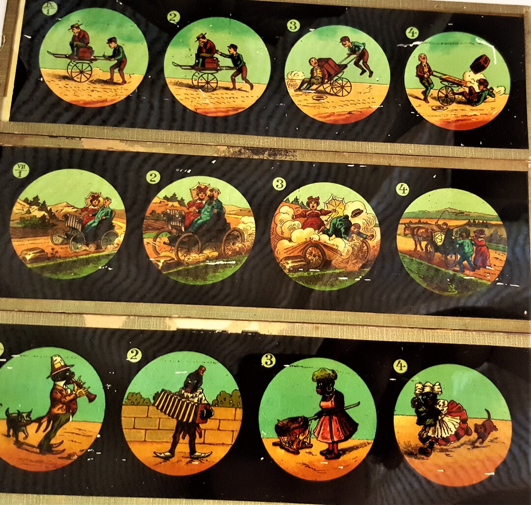 Magic Lantern Slides / Set of 8 Antique French Multicolored Lantern Slides Etsy