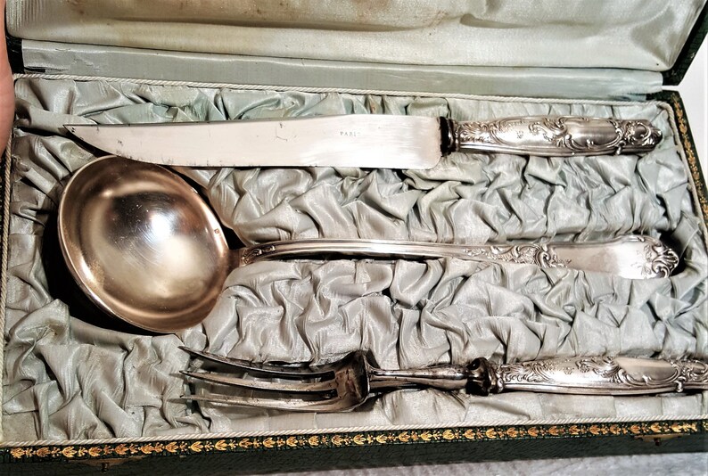 French Antique Silver Ladle Knife and Fork / French Antique Etsy
