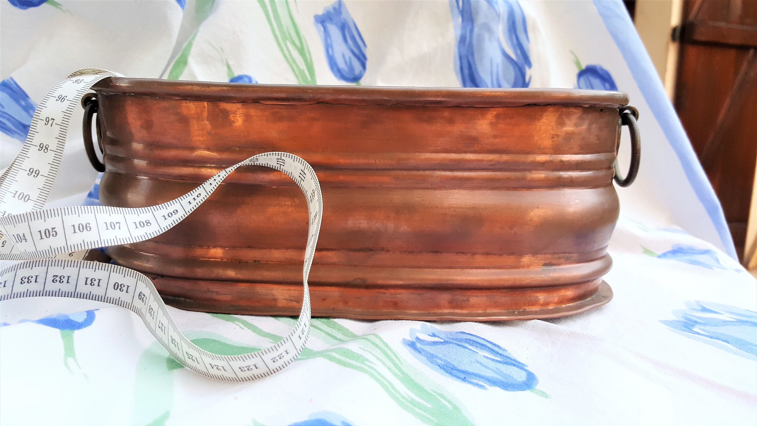 Vintage Copper Oval Flower Pot