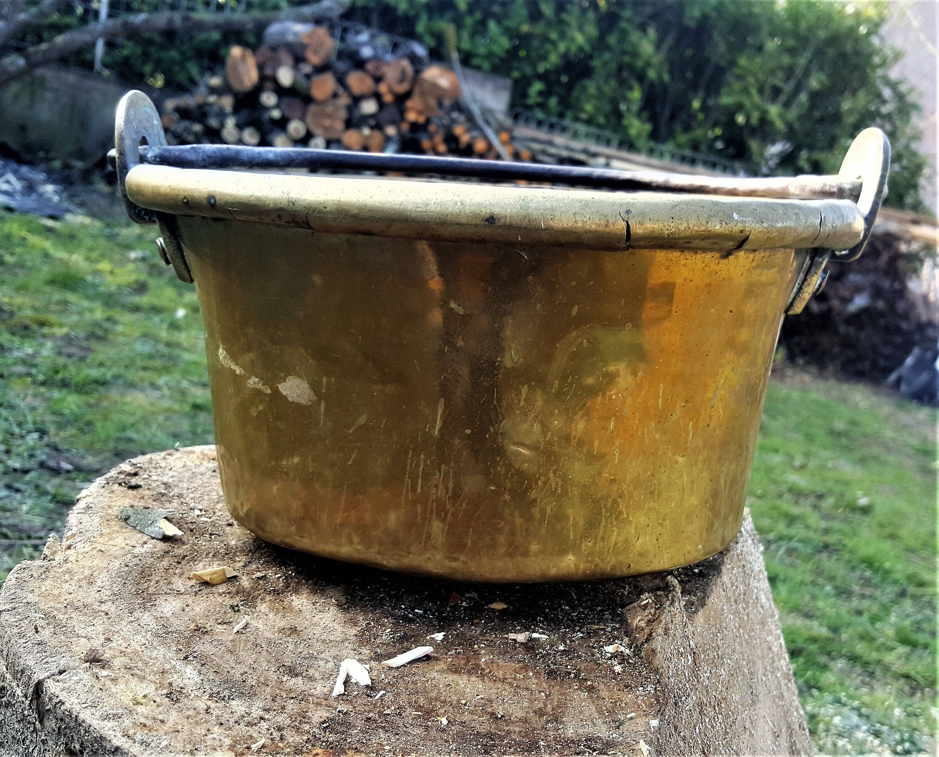 Antique French Copper Professional Quality // Antique Golden Bras Round Kettle Cauldron