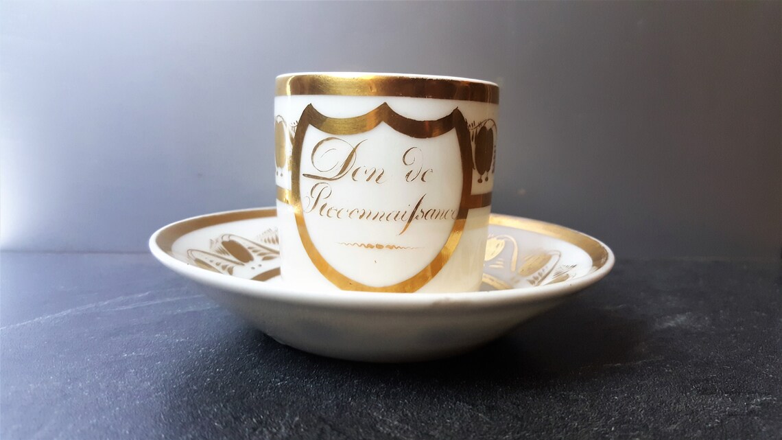 Set of 4 Vintage Coffee Service in White and Golden Etsy