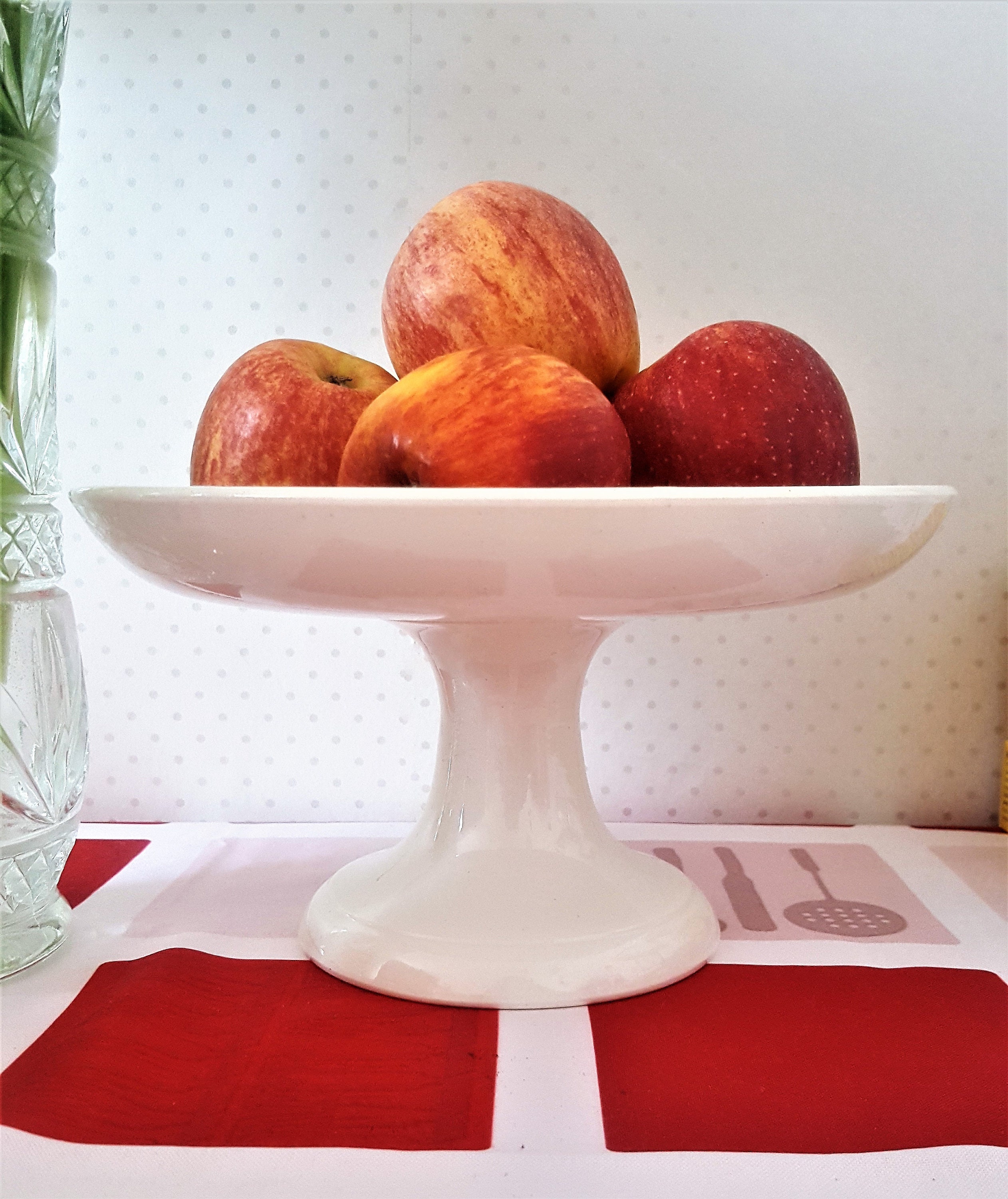 Vintage Serving Ceramic Tray With A Foot/French Vintage/Fruit Tray/Biscuit Tray/U&c/Digoin/Atelier P