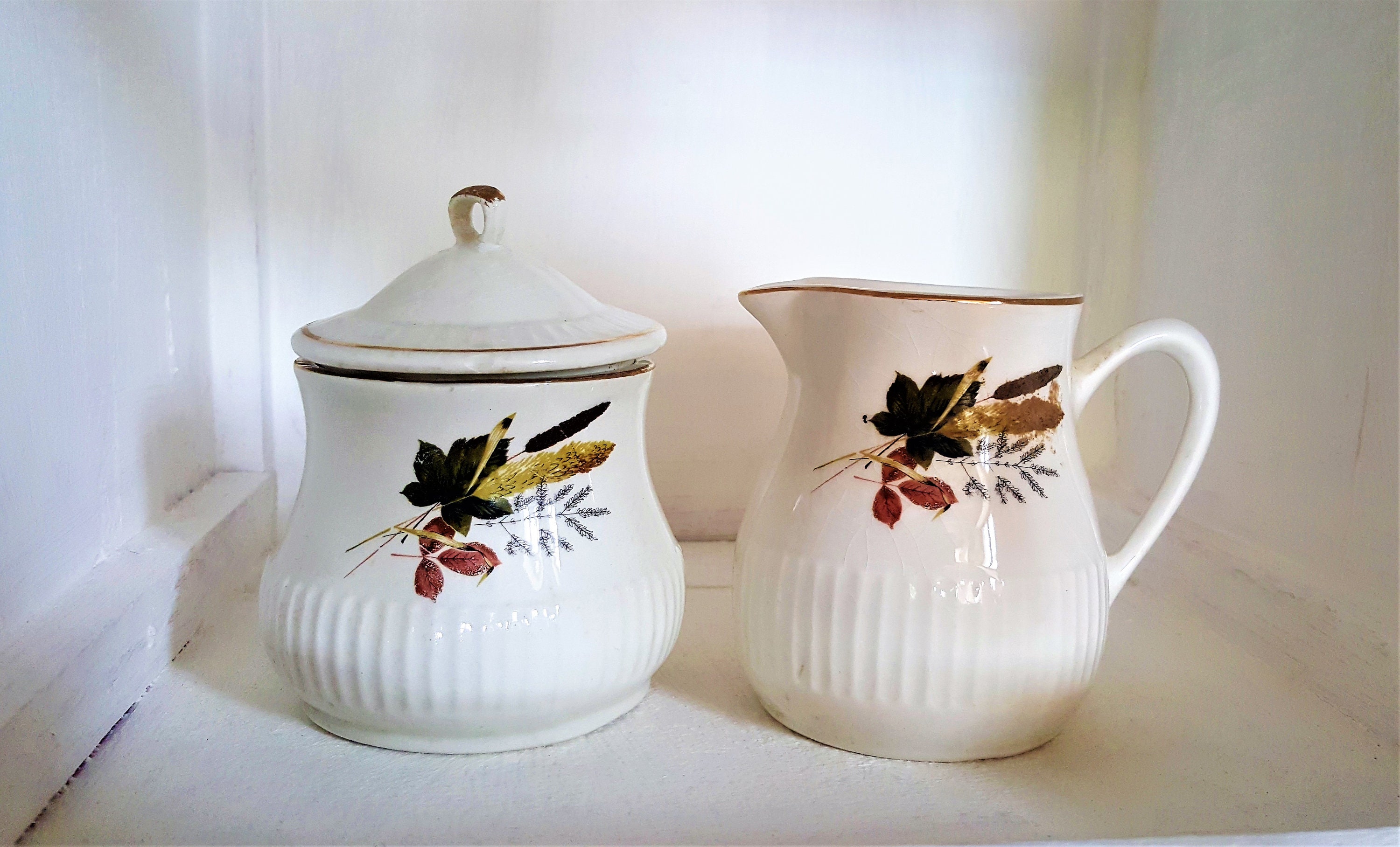 Sarreguemines Juliette Sugar Bowl & Milk Jug/Vintage Jug/French Vintage Serving Ware/Sarreguemines F