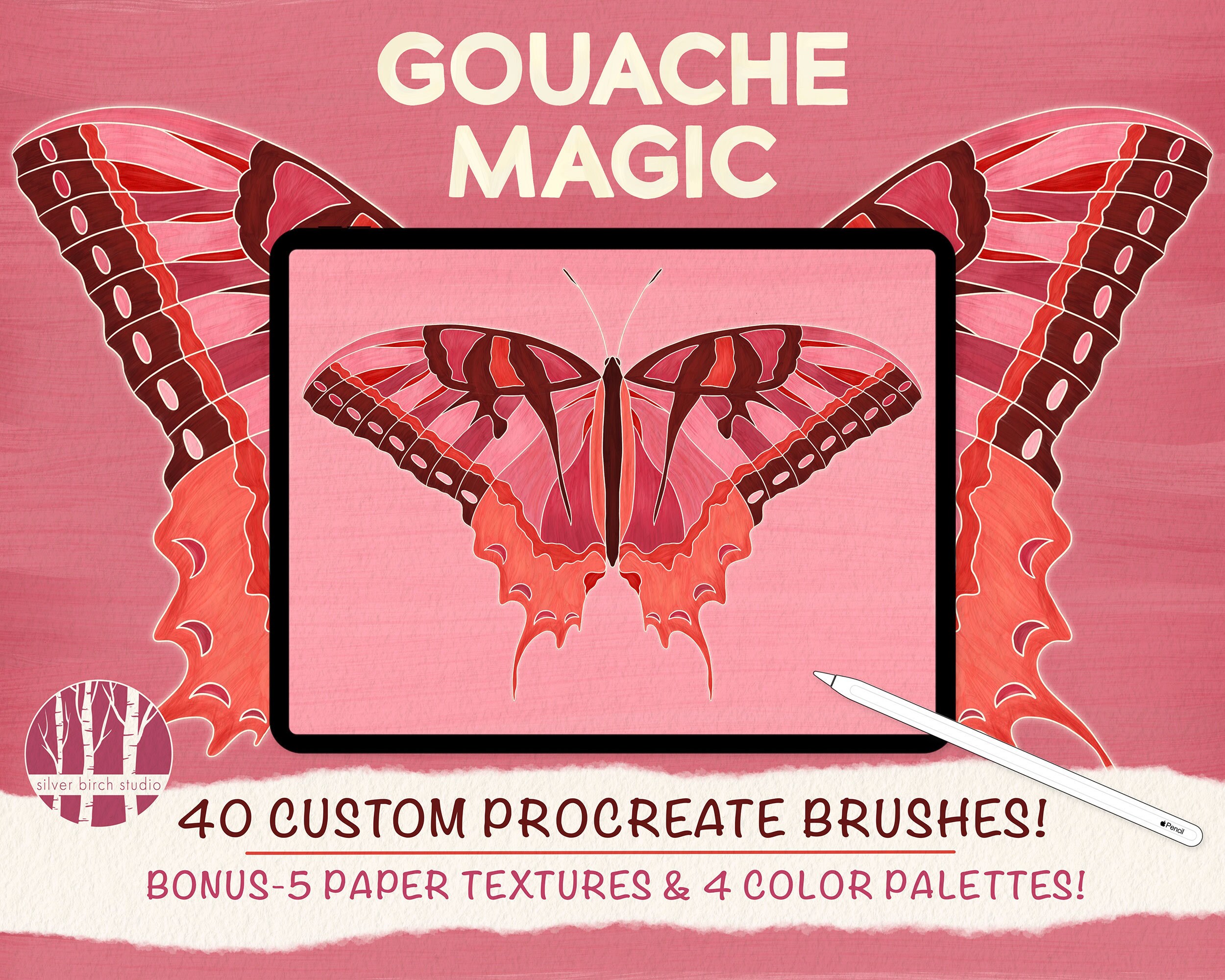 Gouache Magic para Procreate: pincéis, paletas de cores e texturas de papel para arte realista no iPad