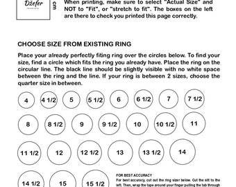 Printable Ring Size Chart Pdf