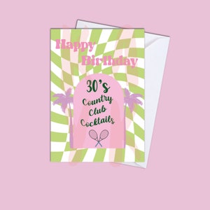 Carte du club des années 30 || Carte 30e anniversaire || Carte d'anniversaire de style rétro || Carte de style country club ||