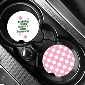 Bookstore Coasters || Chequered Coasters || Bookish Coasters || Cozy Bookstore Coasters