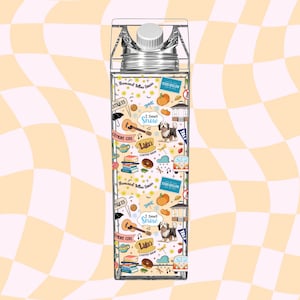 Op Gilmore Girls geïnspireerde melkpak waterfles || Gilmore-waterfles voor meisjes || Melkpak met holle afbeelding sterren