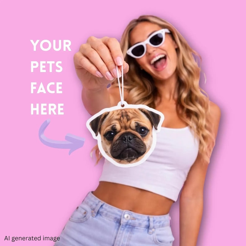 Custom Dog Car Air Freshener – Personalized Pet Photo Gift, Cute Dog Lover Car Accessory, Scented Air Freshie for Car or Home, Dog Freshener image 1