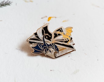 Magical Dragon Book Stack Pin | Fourth Wing Inspired Pin | Fantasy Book Stack Enamel Pin | Dragon Books Enamel Pin | Fantasy Book Reader Pin