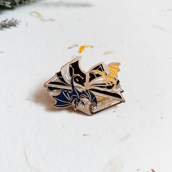 Magical Dragon Book Stack Pin | Fourth Wing Inspired Pin | Fantasy Book Stack Enamel Pin | Dragon Books Enamel Pin | Fantasy Book Reader Pin