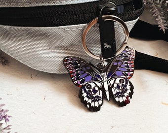 Multicolored Butterfly Enamel Keychain | Purple Butterfly Enamel Keychain | Purple Butterfly Keychain | Multicolored Midnight Butterfly
