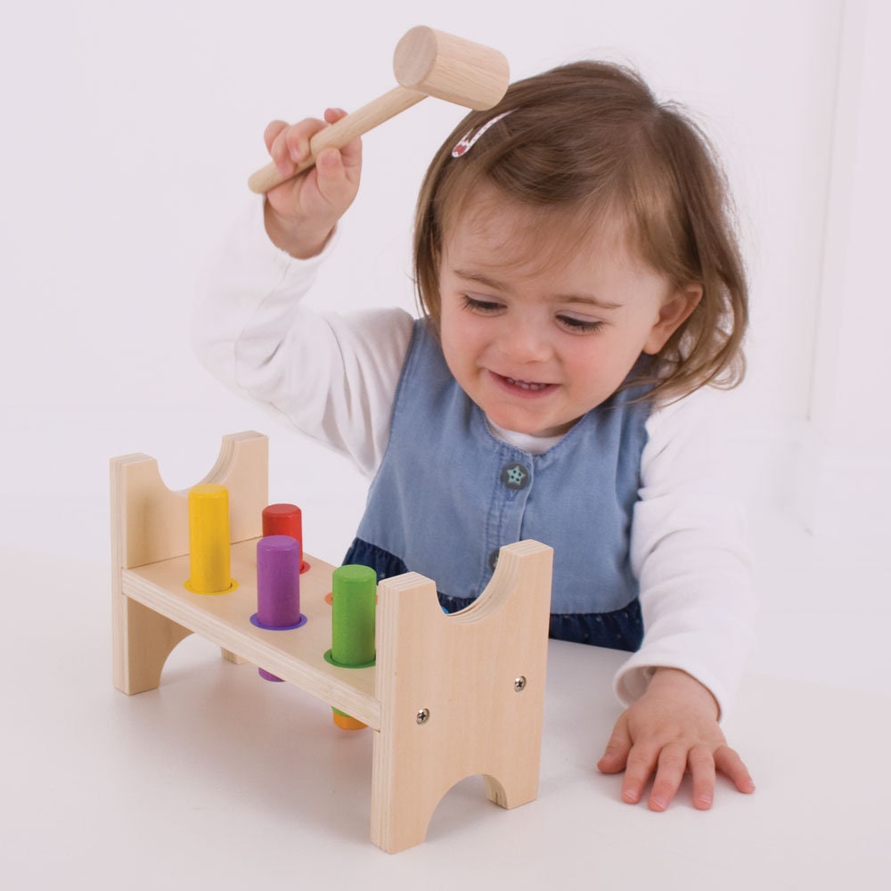 HAMMER Jouet Montessori banc à marteler en bois pour enfants
