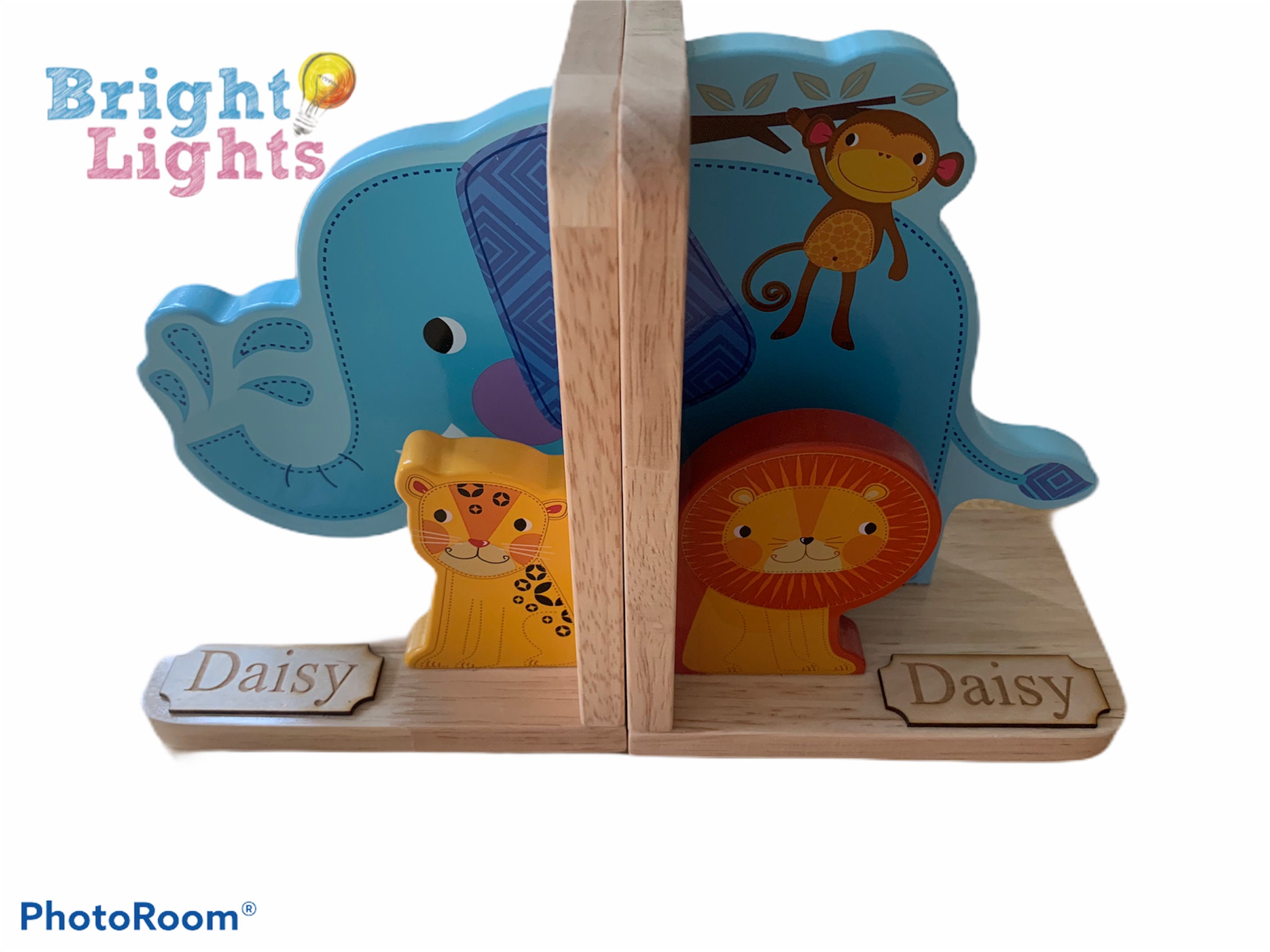 Personalised Wooden Jungle Bookends Nursery or Toy Room Etsy