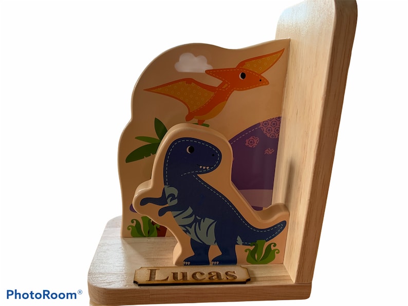 Personalised Wooden Children's Dinosaur Bookends Playroom Etsy UK
