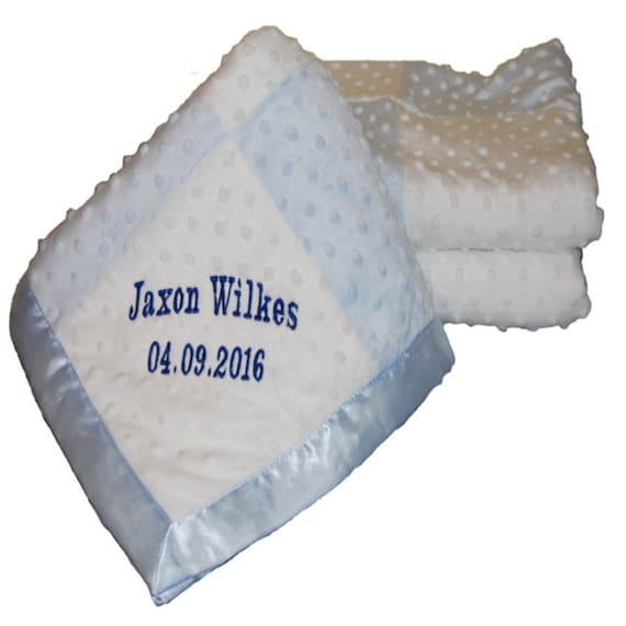 Personalised Blue Baby Blanket,  An Embroidered Bubble Pram Blanket 75 x 100cm For New Arrivals, Christening or Baby Showers Gifts