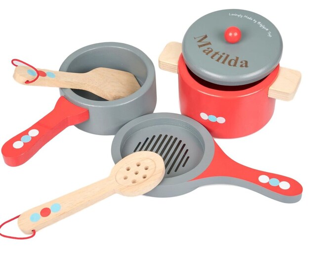 Wooden Pots and Pans Pretend Play Set Etsy