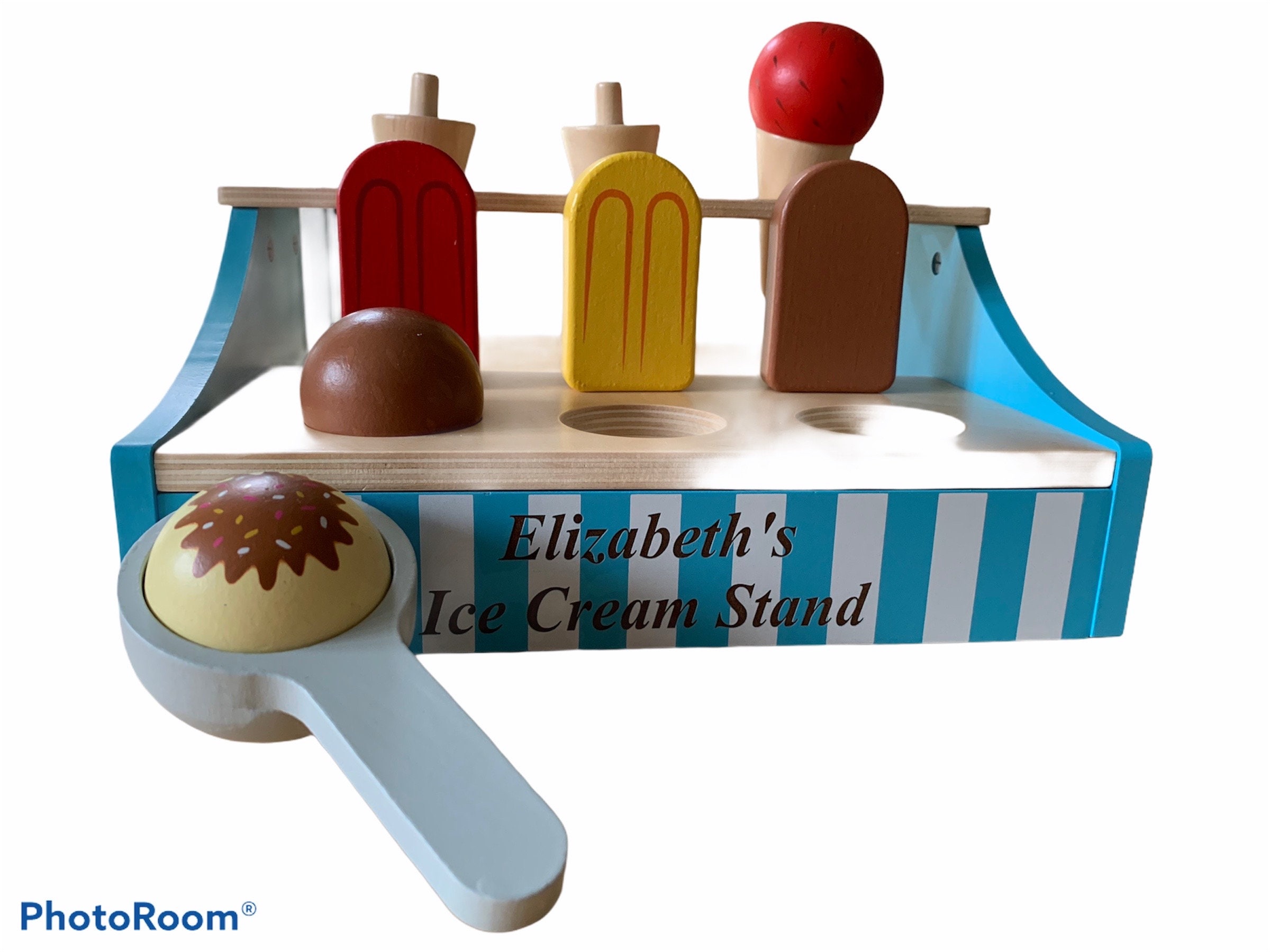 Personalised Wooden Ice Cream Stand Toy Wooden Summer Play Etsy UK