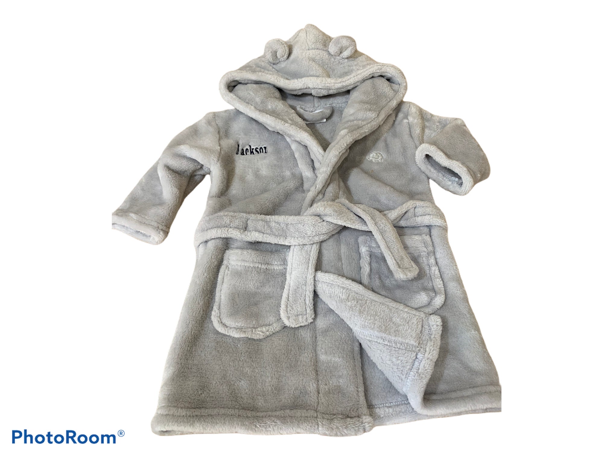 Personalised Soft Baby Grey Dressing Gown My First Bath Robe Etsy UK