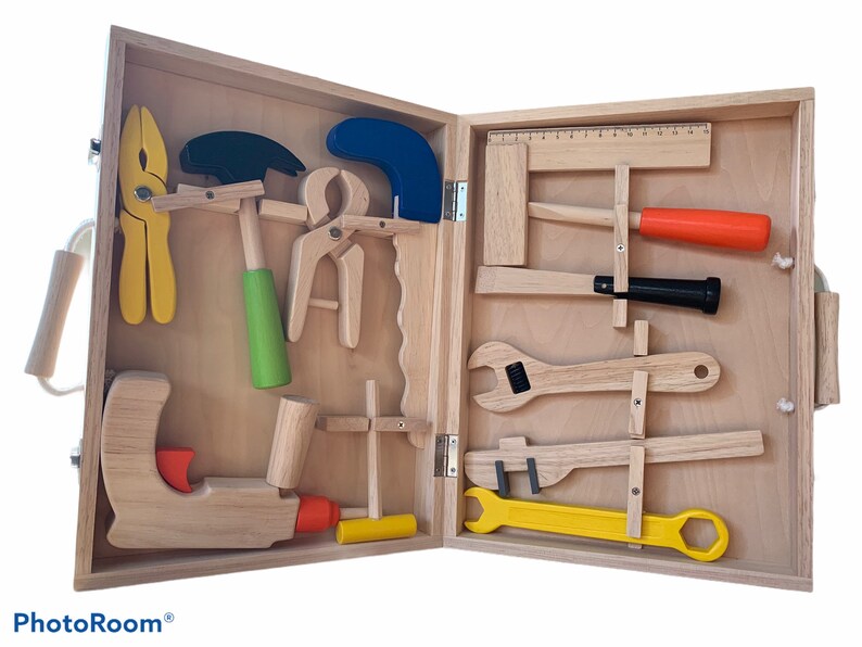 Personalised Wooden Carpenters Tool Set Wooden Tool Kit In A Etsy