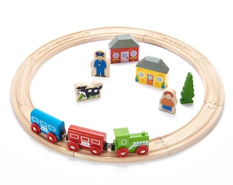 Personalised Wooden Train My First Train Set Toy Train Tracks