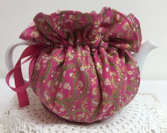 Tea Cozy - Pink Floral Print Fabric: Standard Size Fits 6 (6 OZ) Capacity Tea Pot