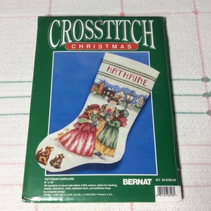 Bernat Crosstitch Christmas “Victorian Carolers” Stocking Kit No. 95-8780-00 dated 1992