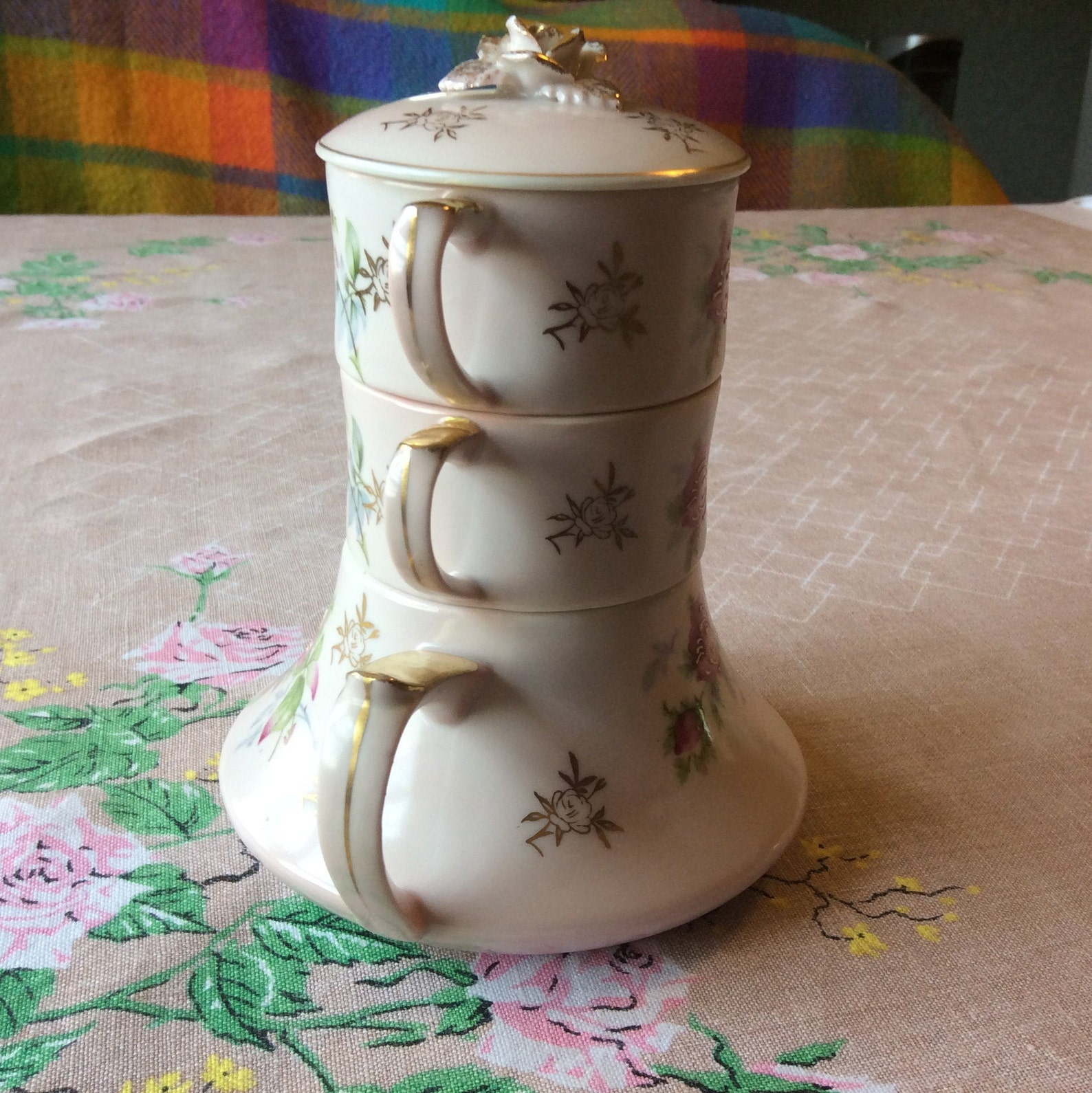 Lefton Hand Painted Exclusives stackable tea set made in Japan Etsy