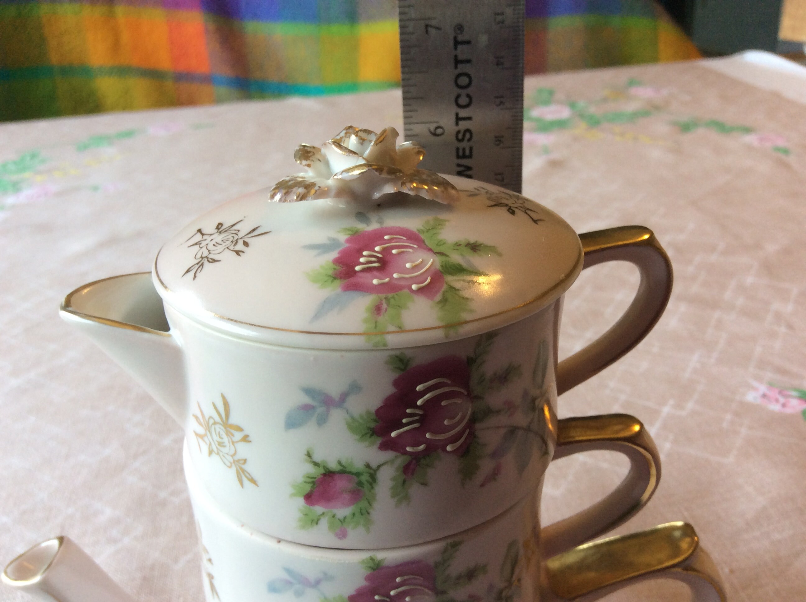 Lefton Hand Painted Exclusives stackable tea set made in Japan Etsy