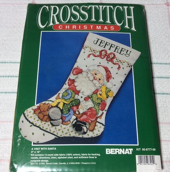 Bernat Crosstitch Christmas A Visit With Santa Stocking Kit No. 95