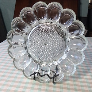 Indiana Glass “Vintage Egg and Relish Dish” Clear Hobnail Glass