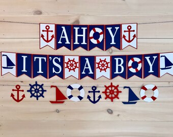 Nautical Baby Shower Banner B458 Baby Boy Nautical Banner Boy Baby Shower Decor Boy Baby Shower Banner Navy Baby Shower Banner