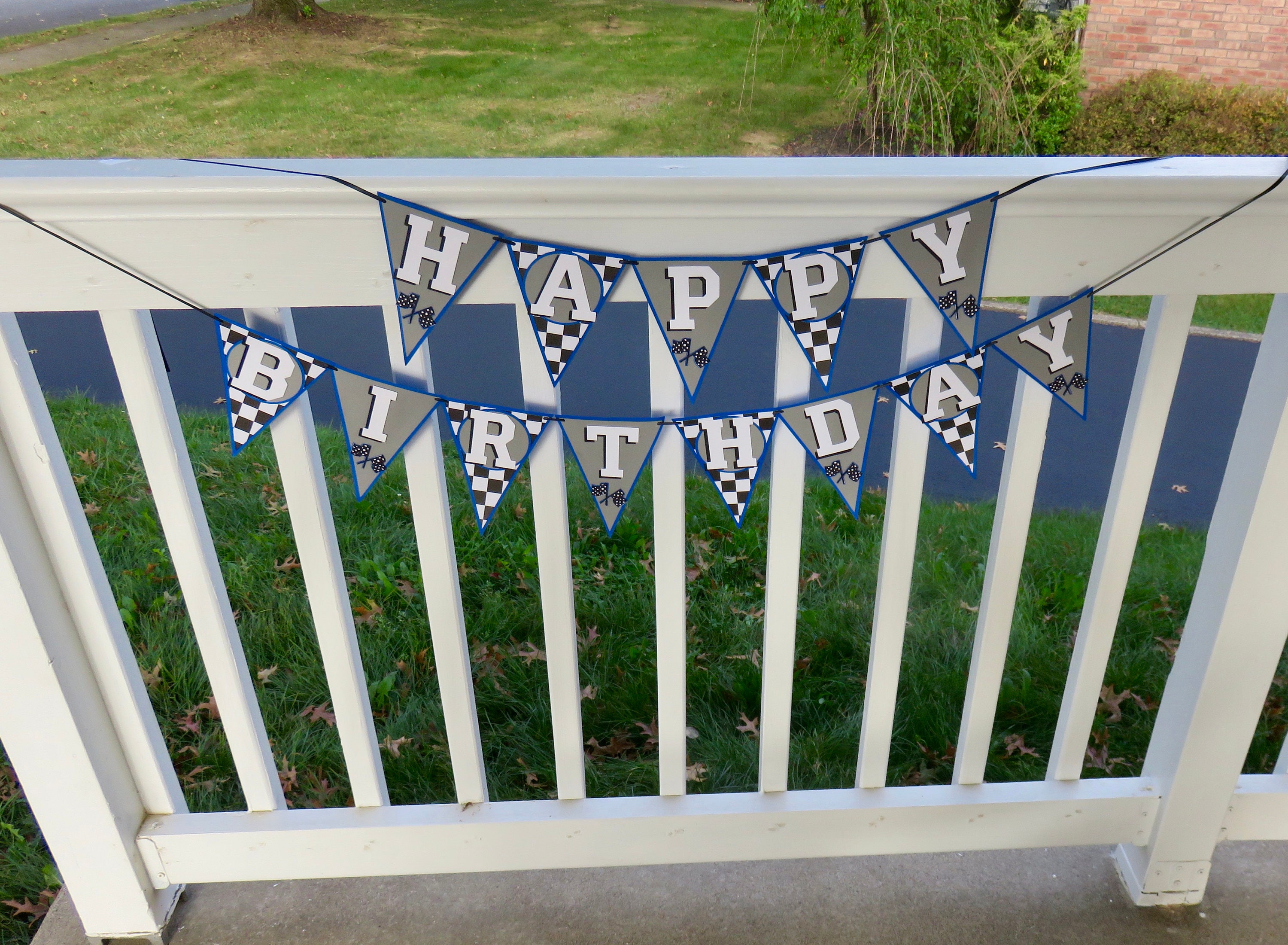 Race Car Birthday Banner Happy Birthday Race Car Banner Blue Etsy