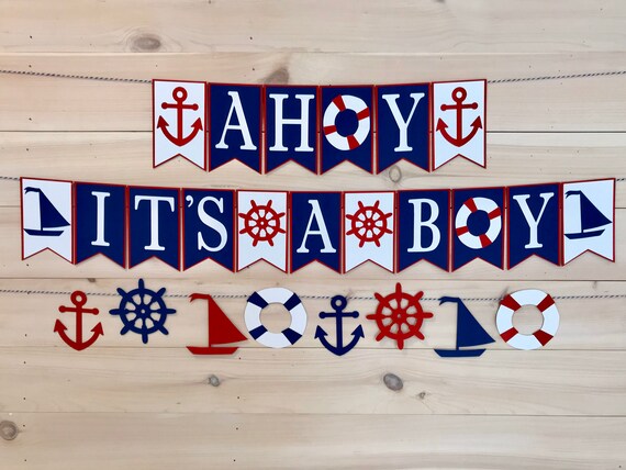 Ahoy It's A Boy Banner Ahoy Baby Shower Banner Nautical | Etsy