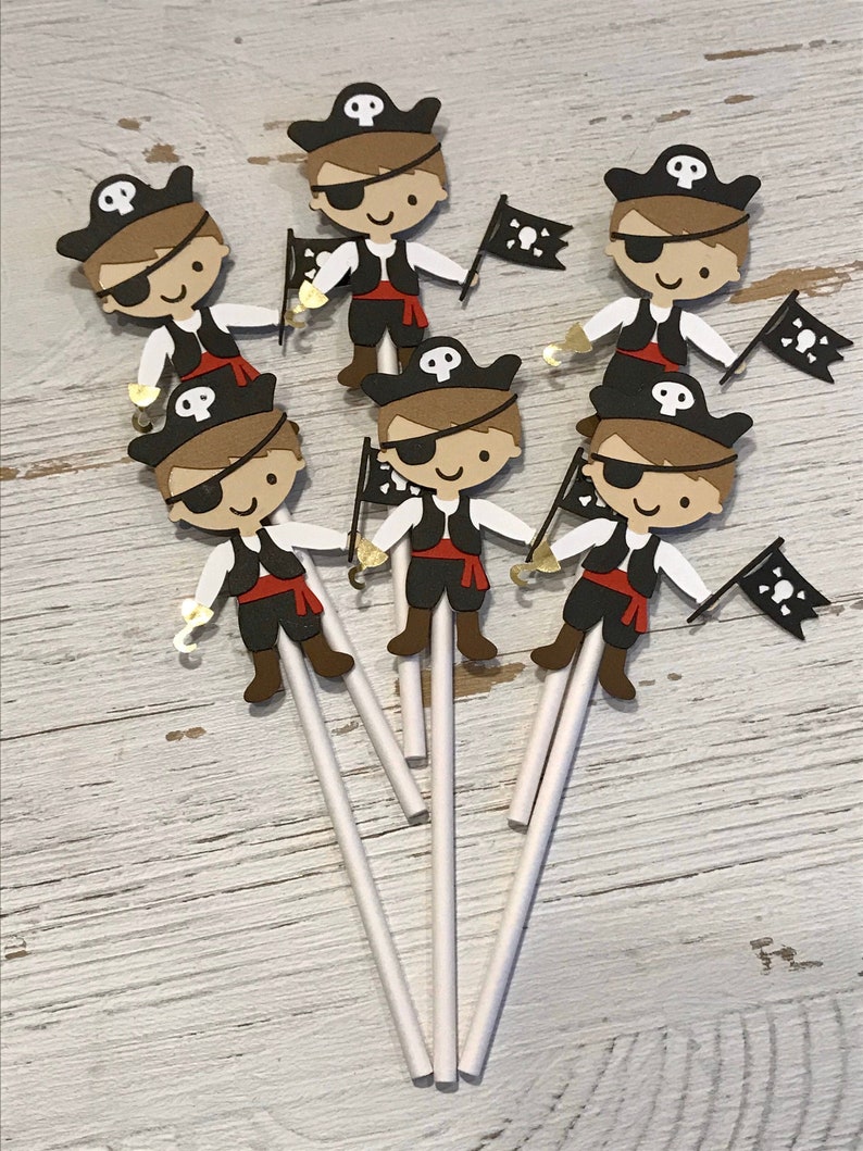 Pirate Cupcake Toppers Pirate Favor Tags Pirate Birthday Etsy
