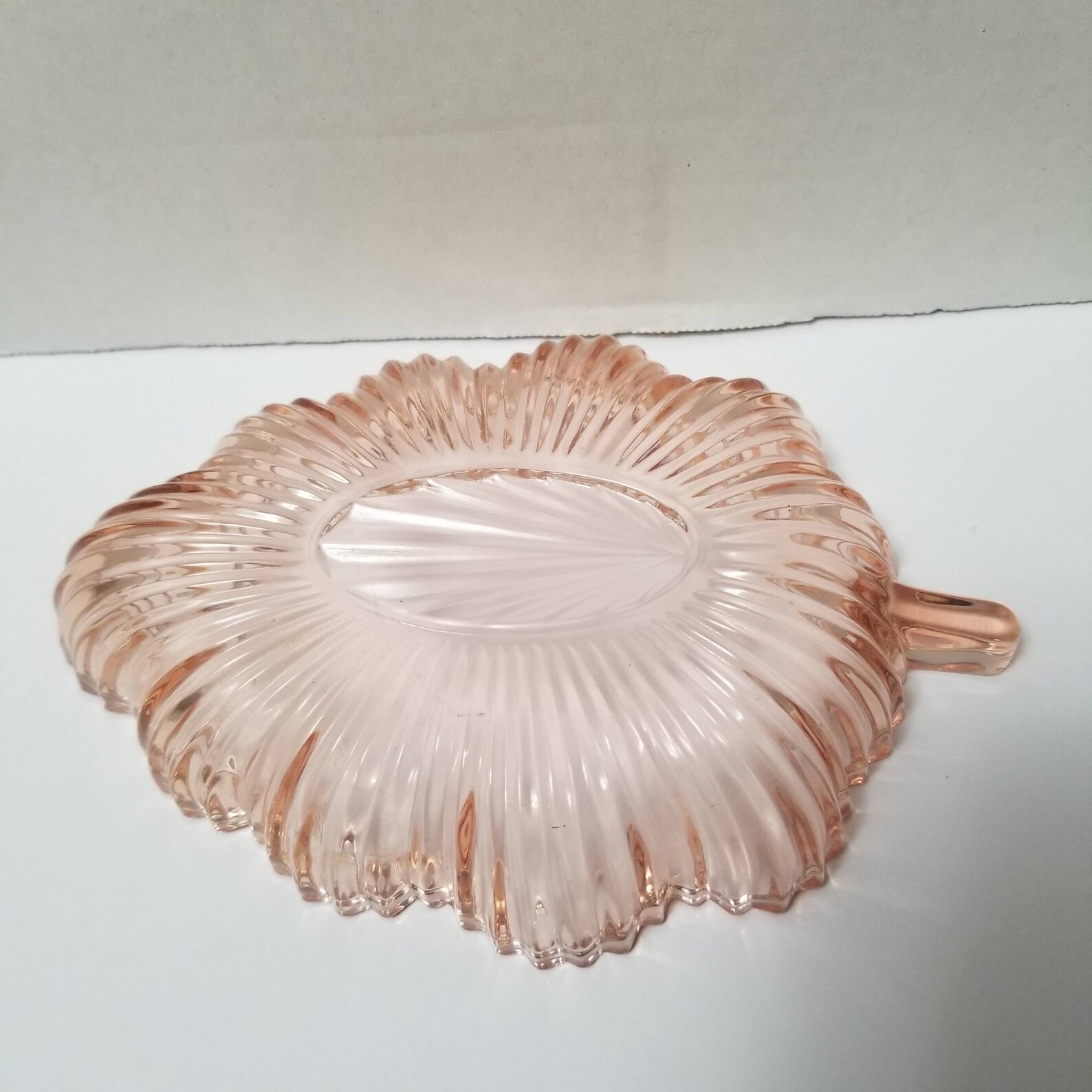 Vintage Pink Glass Leaf Dish Depression Glass Company Etsy