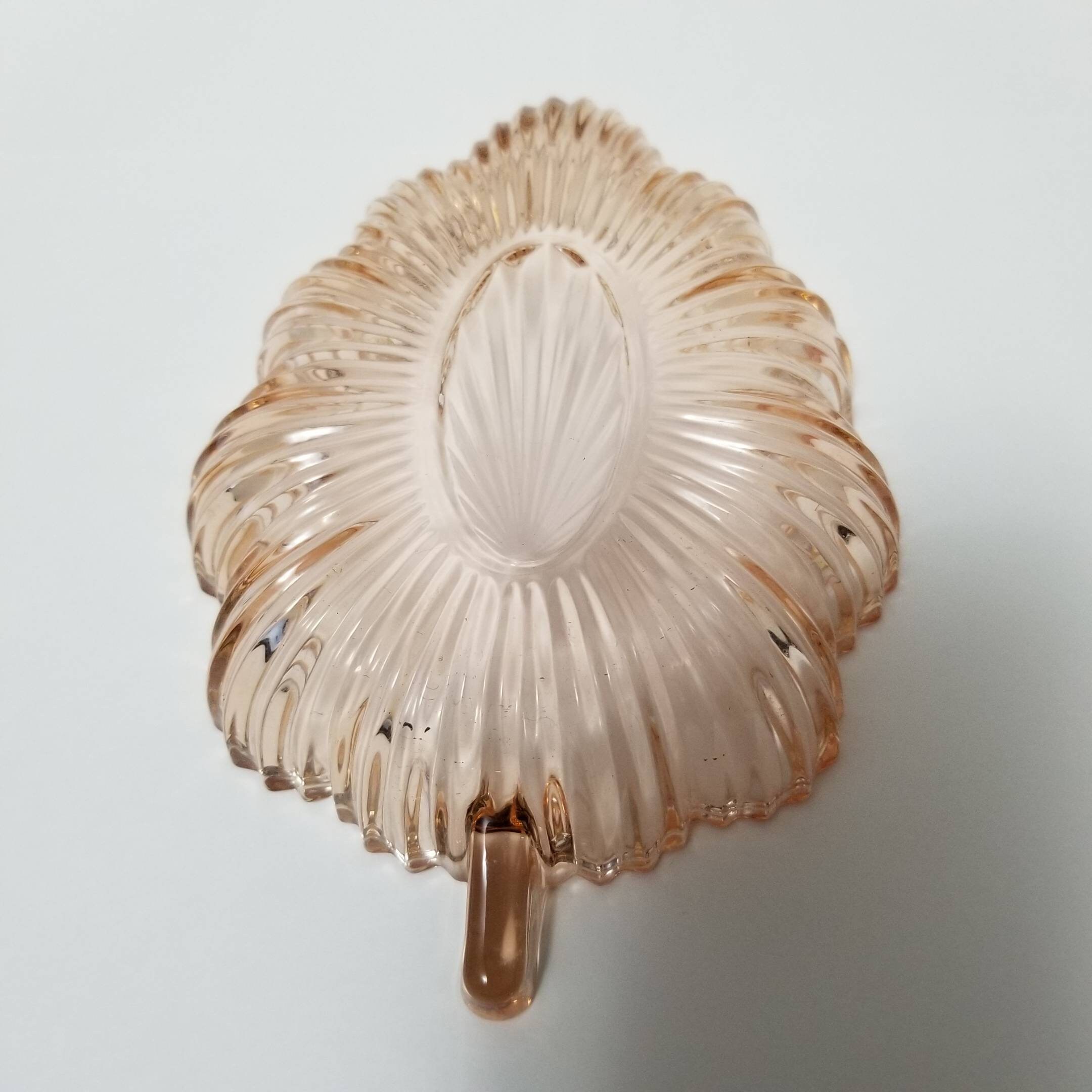 Vintage Pink Glass Leaf Dish Depression Glass Company Etsy