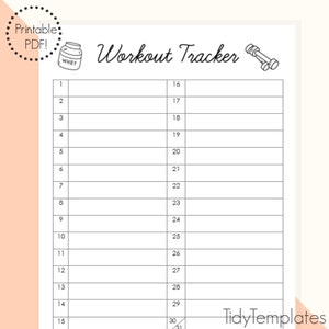 Workout Tracker, Monthly Workout Planner, Home Workout Tracker, Simple Workout Tracker, Printable PDF