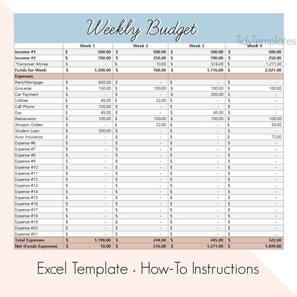 Monthly Budget Template Budget Planner Budget Spreadsheet Bill