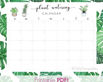 Plant Care Tracker DIGITAL DOWNLOAD - Plant Watering Calendar - 11" x 8.5"