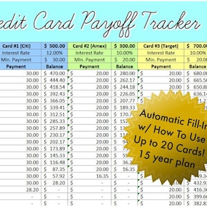 Kreditkarte Payoff Excel Tracker - Pay Off Kreditkarten leicht!