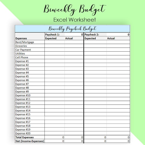 Bi Weekly Budget Template Google Sheets