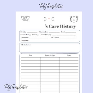 Cat and Kitten Care Tracker - Planner Track Pet&#39;s Veterinary Care