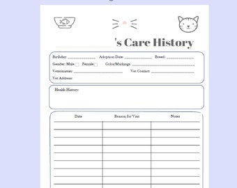 Cat and Kitten Care Tracker - Planner Track Pet's Veterinary Care